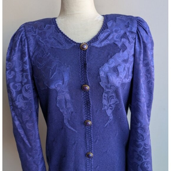 Vintage Adele Wechsler 100% Silk 2 Piece Skirt Suit Sweater Set - Picture 2 of 10